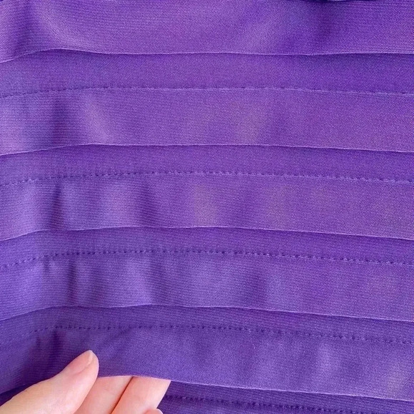 Adrianna Papell Purple Sheath Dress with Flutter Sleeves & Shutter Pleats - Picture 6 of 16